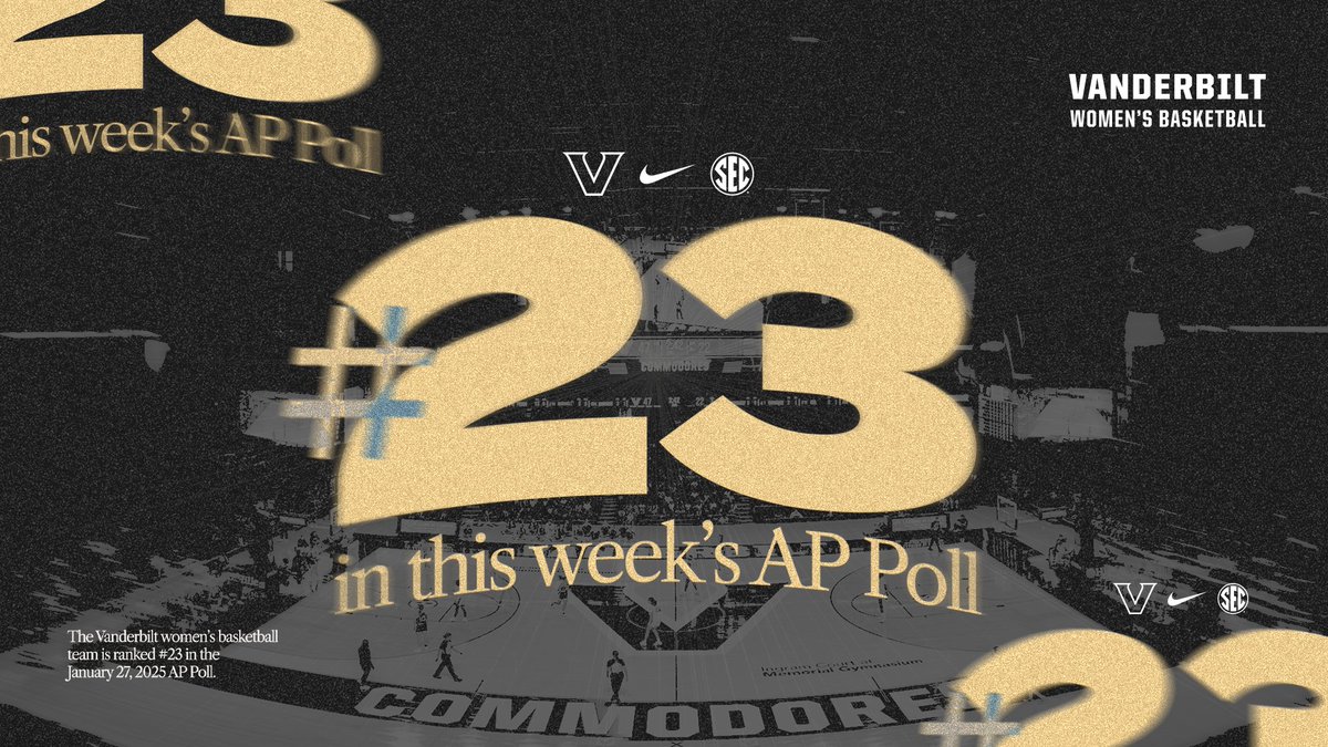 Vanderbilt WBB (@vandywbb) on Twitter photo Dores Come In at #โฃ2โฃ3โฃ in This Week's <a href="/AP/">The Associated Press</a> Top 25 Poll
โ๏ธโฌ๏ธ
#AnchorDown Dores Come In at #โฃ2โฃ3โฃ in This Week's <a href="/AP/">The Associated Press</a> Top 25 Poll
โ๏ธโฌ๏ธ
#AnchorDown