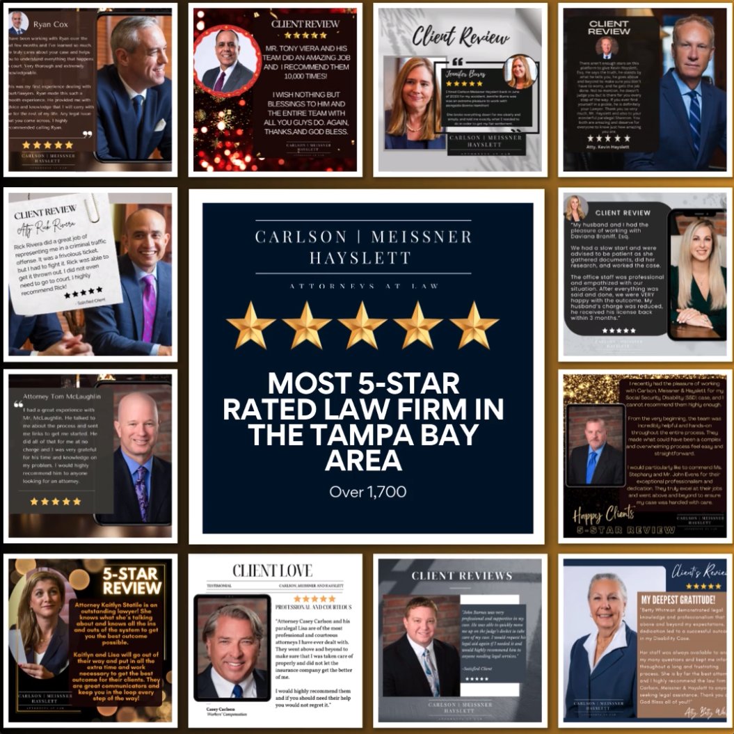 CMH_Law's tweet image. We’re beyond proud to announce that our law firm has the most five-star reviews of any law firm in the Tampa Bay area ⭐⭐⭐⭐⭐
#TampaLawFirm #FiveStarExcellence #DUIDefense #PersonalInjuryExperts #TampaBayLegal #MostReviewed #ClientAppreciation #TopRatedLawyers #ThankYouTampa