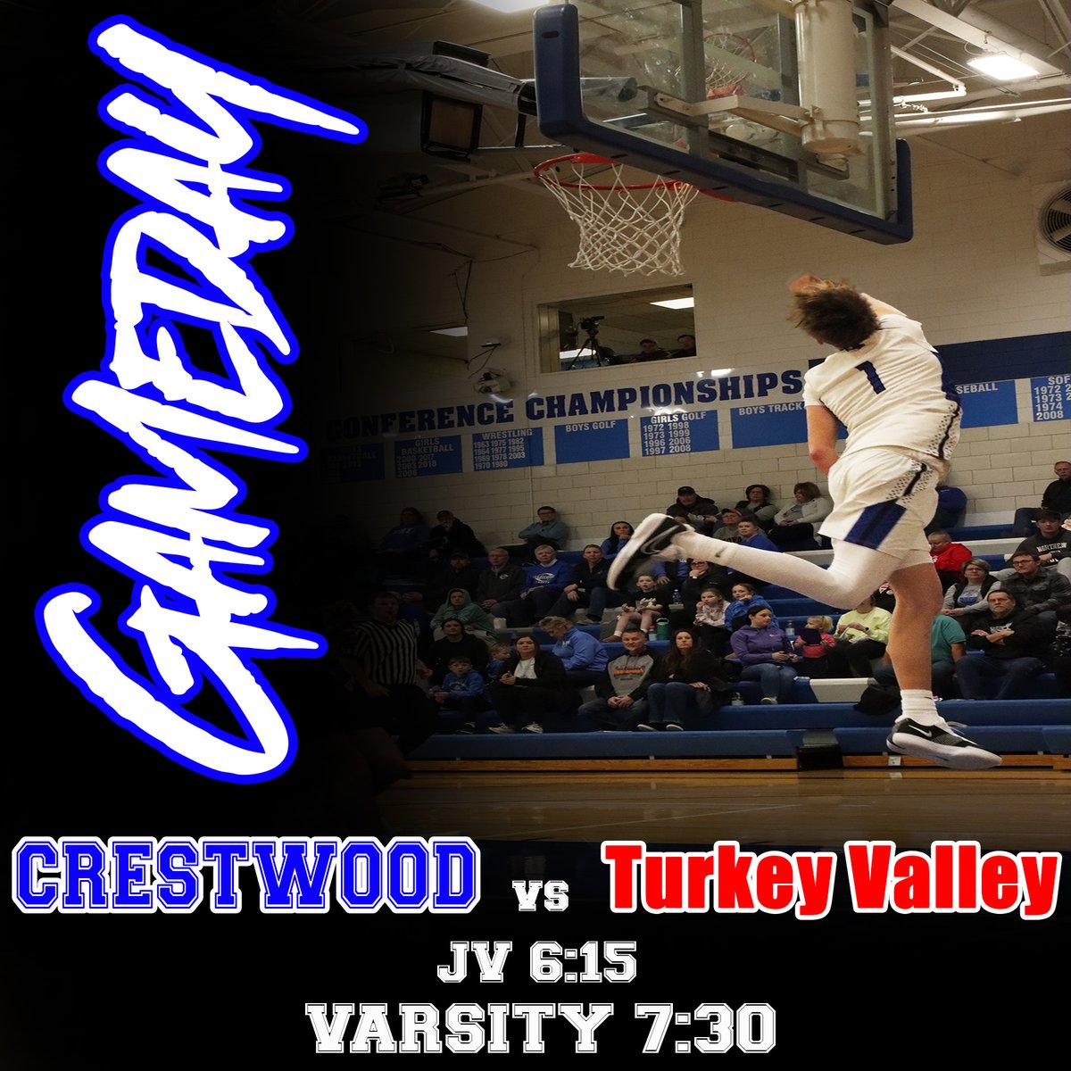 GAME DAY!  

The boys basketball team host Turkey Valley tonight! If you can't make it to the game we will be livestreaming on the Cadet Zone Youtube channel. The action starts at 7:15!

youtube.com/@cadetzone387