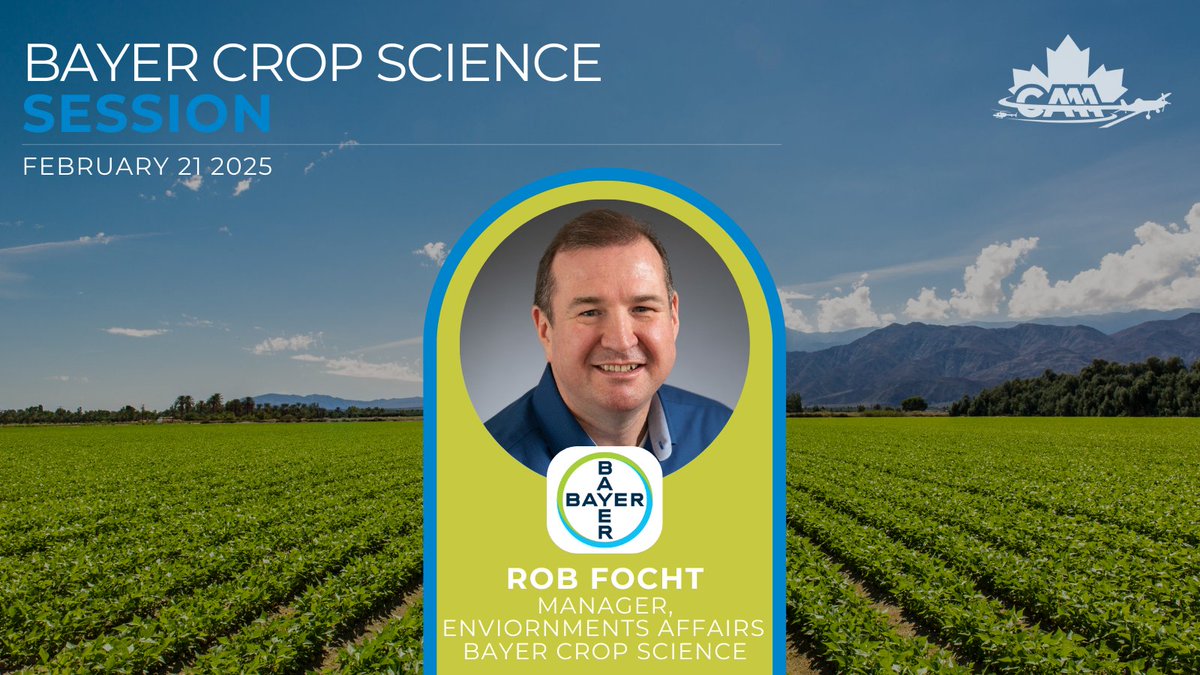 The CAAA is excited to welcome Rob Focht, Manager of Environmental Affairs at Bayer Crop Science as the presenter of the Bayer Crop Science Session at the 2025 CAAA AGM, Conference, &amp; Trade Show on February 21 2025.

#CAAA #CAAAConference #CAAAConference2025