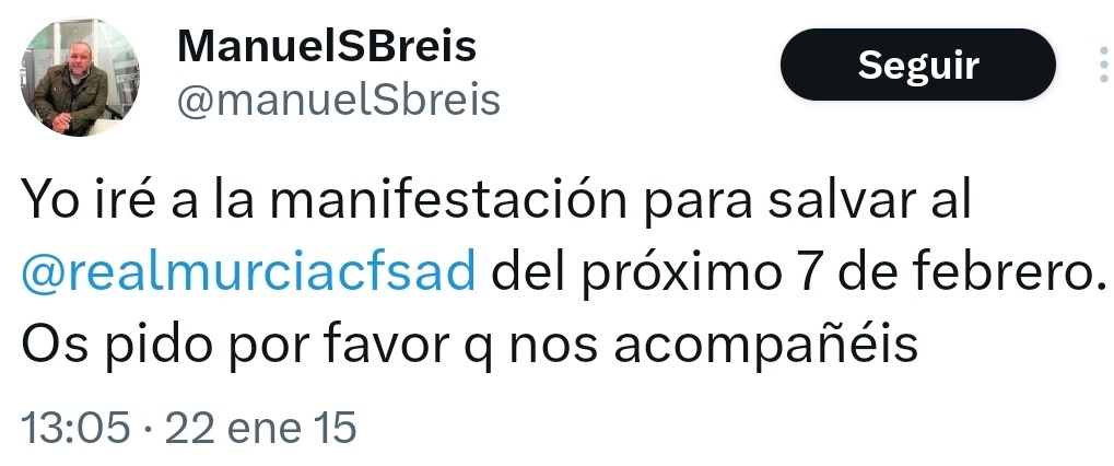 Por nuestra salud mental, y la suya, no debemos faltar ninguno!...pero no liarse, la nuestra es el día 2, él, aquel día 7, fué a manifestarse por su equipo, no por el nuestro...
