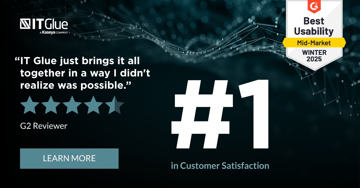 IT Glue is named a G2 Leader for Winter 2025, with Best Usability in Standard Operating Procedures!

📥 Download the report to see why IT Glue leads in user satisfaction, ROI and feature performance: bit.ly/4gPuWya

#G2Leader #SOPs #ITDocumentation #EfficiencyMadeEasy