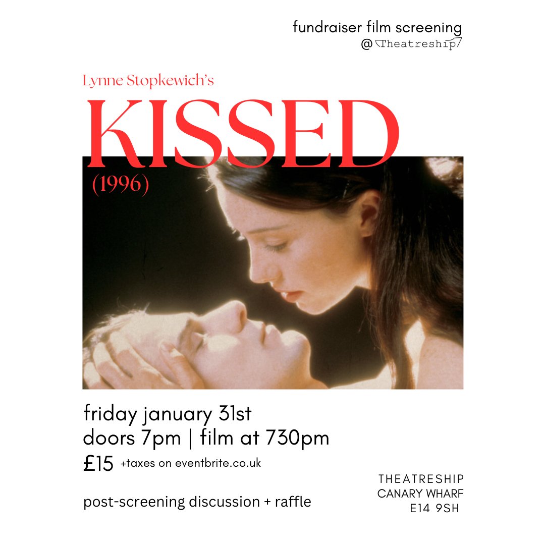 LONDON FILM LOVERS 

On Friday 31st January, I'm screening the 1996 feature, "Kissed", directed by Lynne Stopkewich and starring Molly Parker.

Paired with a short film, there will be raffle prizes and an informal discussion afterwards.

18+

Info at: eventbrite.co.uk/e/guest-event-…