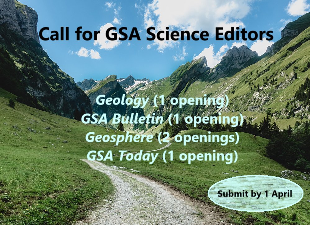 GSAPublications's tweet photo. Make an impact on science. GSA seeks science editors for 5 journal openings. Terms begin in 2026. Deadline: 1 April. Learn more & apply now https://t.co/oZKu2FhEO6 #GSAPubs #ScienceEditor #PeerReview #ScientificPublishing #Geoscience https://t.co/QkgLqXcHip