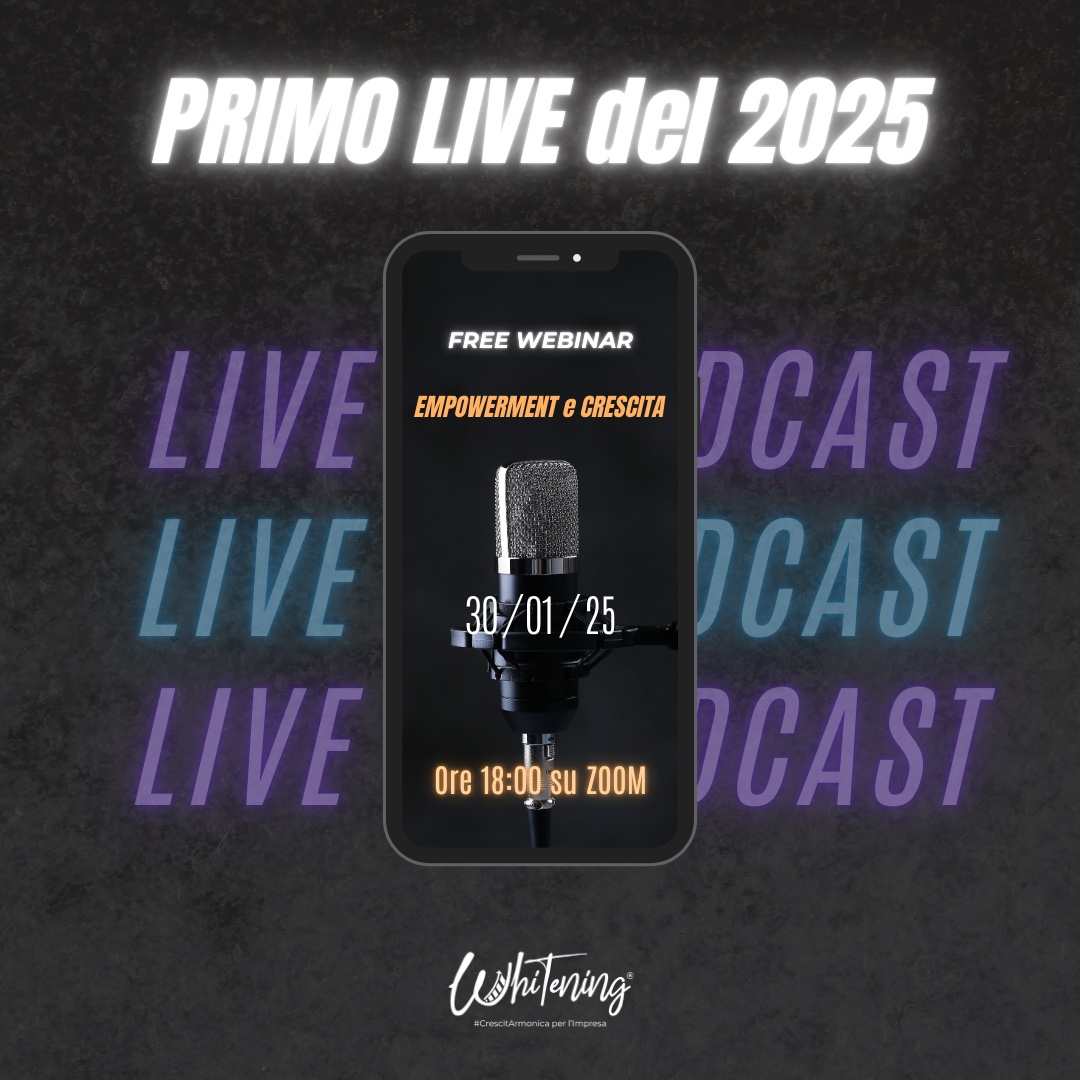 Giovedì prossimo, 30 gennaio, riprende il podcast live di Whitening. Prezioso e ricco grazie alla condivisione di esperienze di Manager, Imprenditori e Consulenti. Gratuito, su Zoom. Basta cliccare qui: whitening-srl.odoo.com/r/2du