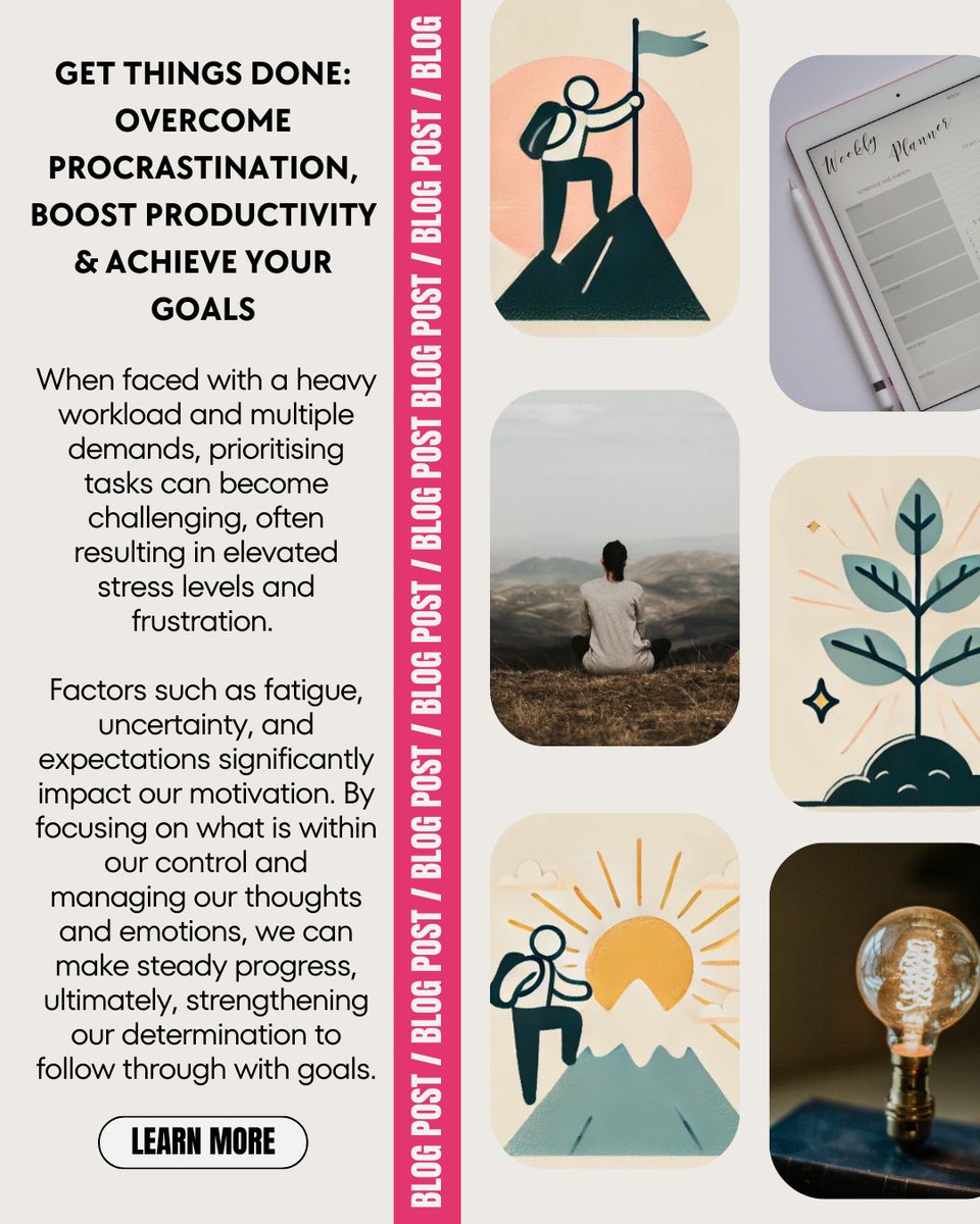 Alicia_P_Bizama's tweet image. Everyone has had moments when we put off beginning an important task. When we have a high workload prioritising tasks can be challenging, making it more difficult to decide where to start. Check out my blog post for some tips to get work done😊 #ProcrastinationTips