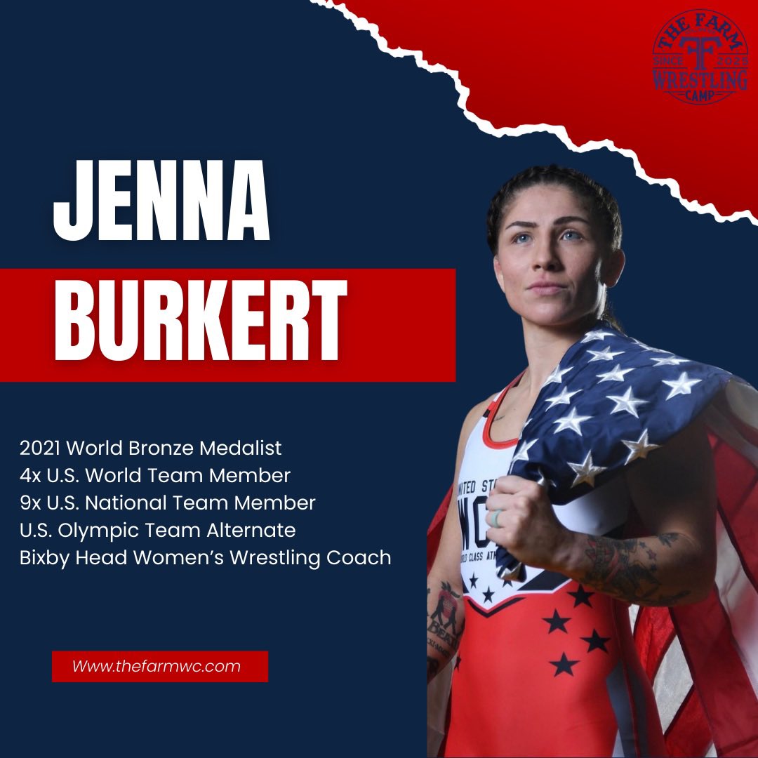 Big news! We’re excited to announce that Jenna Burkert will be a clinician at The Farm  wrestling camps! 
Jenna brings world-class experience and a passion for teaching the next generation. Don’t miss this chance to learn from one of the best! Register at the link in the bio!