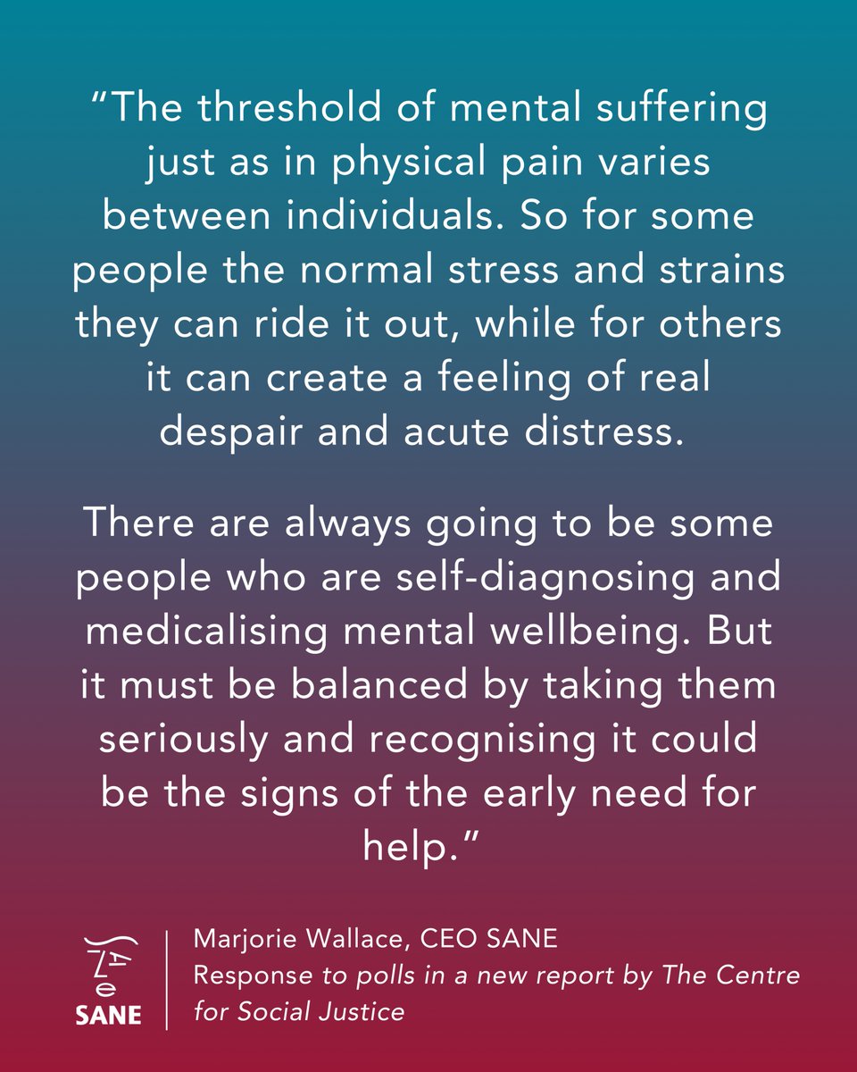 According to recent polls by The CSJ, 80% of GPs are worried that the stresses and strains of everyday life are too readily labelled as mental disorders, and normal upsets are being overmedicalised.

SANE CEO, Marjorie Wallace responds.

#mentalillness #mentalhealth #wellbeing