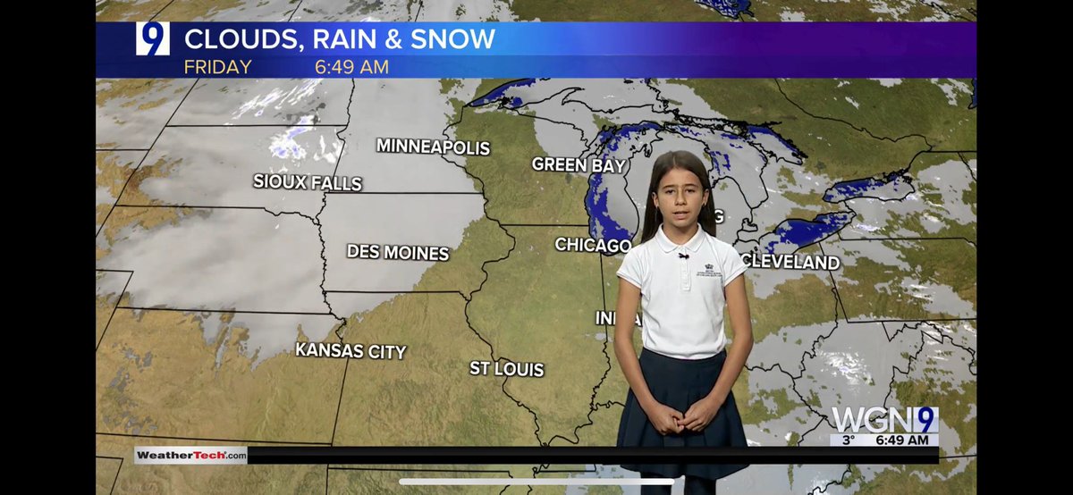 BISCSouthLoop's tweet image. Big shoutout to Lila for brightening our Friday AND bringing the sunshine this week! She absolutely nailed her guest weather spot on WGN Morning News. Thanks for the warm vibes (literally!) Lila! We need you on speed dial when those Chicago temps start to dip again. #Sunshine