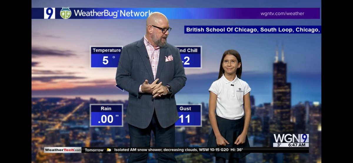 BISCSouthLoop's tweet image. Big shoutout to Lila for brightening our Friday AND bringing the sunshine this week! She absolutely nailed her guest weather spot on WGN Morning News. Thanks for the warm vibes (literally!) Lila! We need you on speed dial when those Chicago temps start to dip again. #Sunshine