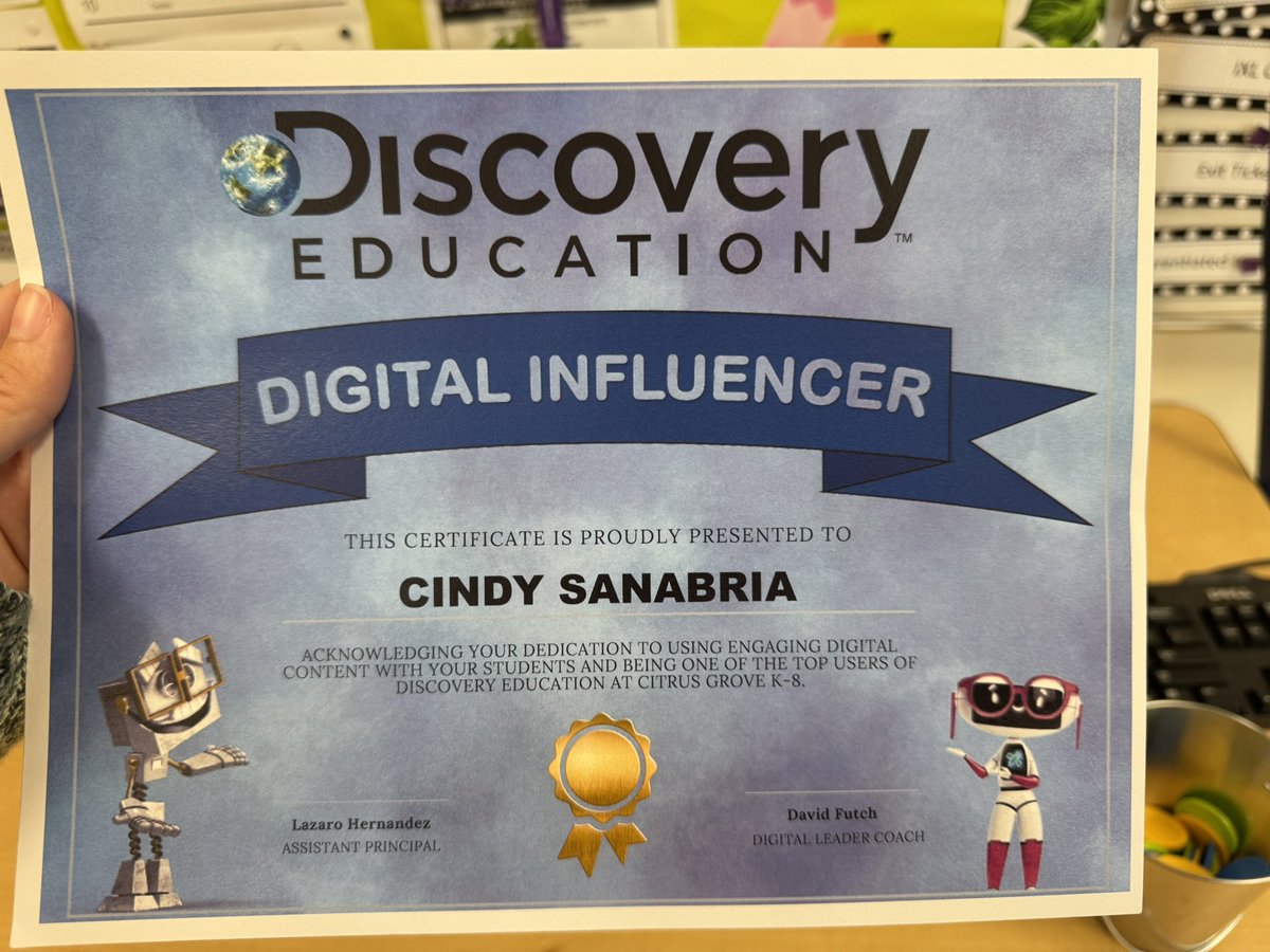 DareToLeadETO (@daretoleadeto) on Twitter photo <a href="/citrusgrovek8/">Citrus Grove K-8</a>, 5th grade teacher Ms. Sanabria was awarded s as a Digital Influencer by Discovery Education!!! She uses the app consistently and students learn. @discoveryeducation <a href="/dotres/">jorge dotres cosio</a> <a href="/arodriguez/">arodriguez</a> <a href="/trydiggs/">Dr. Try K. Diggs</a> <a href="/marcusjohnson/">Marcus Johnson</a> <a href="/citrusgrovek8/">Citrus Grove K-8</a>, 5th grade teacher Ms. Sanabria was awarded s as a Digital Influencer by Discovery Education!!! She uses the app consistently and students learn. @discoveryeducation <a href="/dotres/">jorge dotres cosio</a> <a href="/arodriguez/">arodriguez</a> <a href="/trydiggs/">Dr. Try K. Diggs</a> <a href="/marcusjohnson/">Marcus Johnson</a>