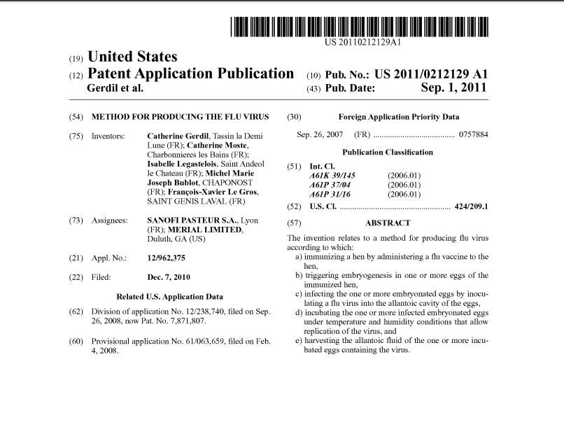 SantaSurfing's tweet photo. Patent on Producing the Flu Virus!!!
Patent US20110212129A1
https://t.co/hpVtWgmcMH
Avian influenza patents cover various aspects of vaccine development, production methods, and therapeutic approaches. For instance, the patent US20110212129A1 describes a method for producing flu virus by immunizing hens, infecting their eggs, and harvesting the virus from the allantoic fluid.
These bioweapon creators are committing Crimes Against Humanity!
