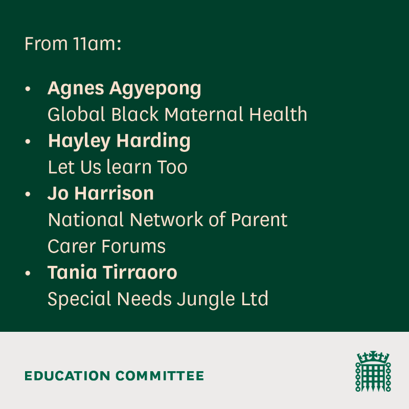 CommonsEd's tweet photo. Tomorrow, 10am 🕙

We'll be discussing the delays and difficulties families face securing SEND provision in schools with:

@KidsCharity @CDC_tweets @contactfamilies @SpcialNdsJungle @NNPCF @letuslearntoo @global_bmh

Click to learn more and watch live 👇