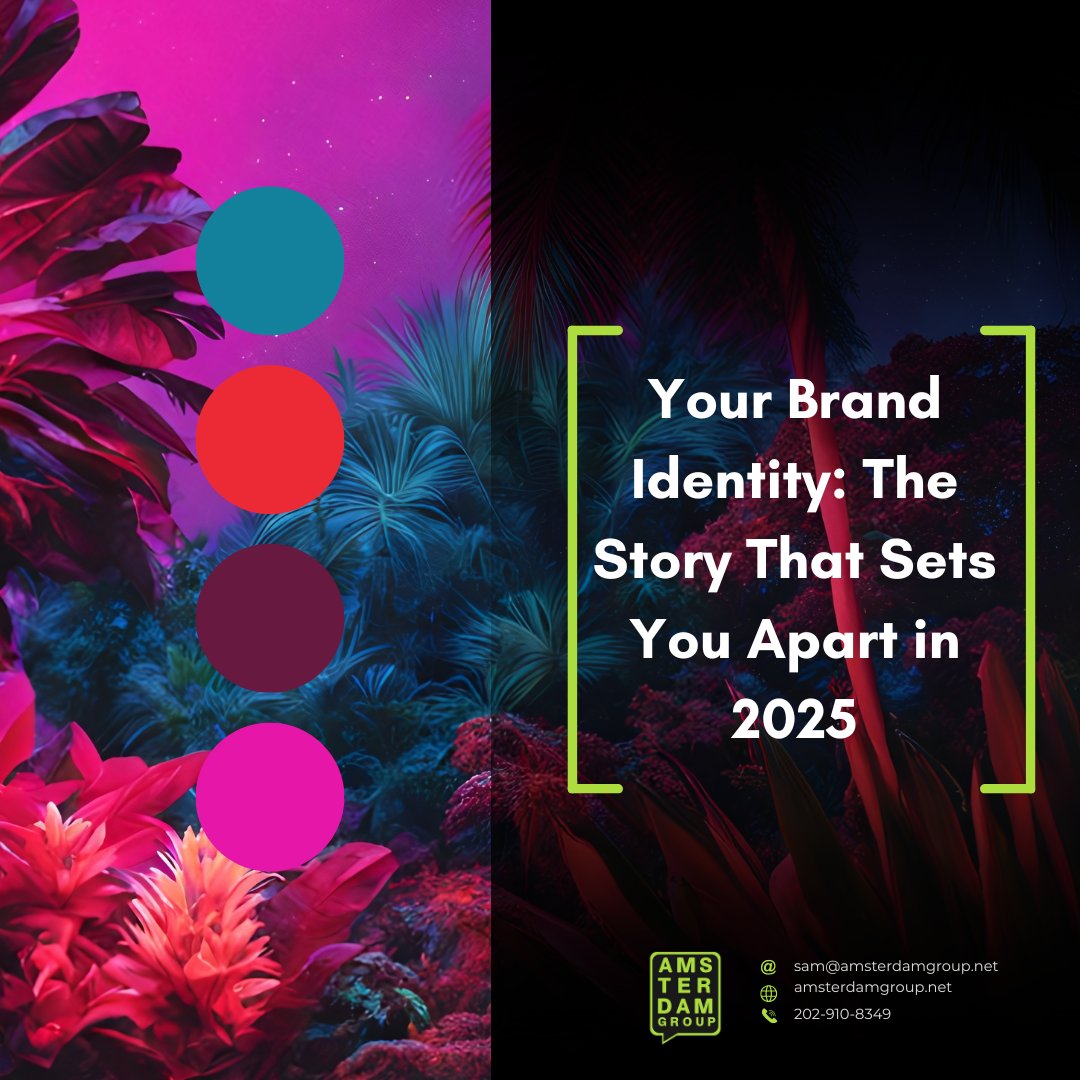 Your brand identity is more than a logo - it’s your story. In 2025, it’s what sets you apart, builds trust, and connects with your audience.

At Amsterdam Group, we help brands define their voice and shine. Ready to stand out in 2025? Let’s Hustle.

#BrandIdentity #PRTips