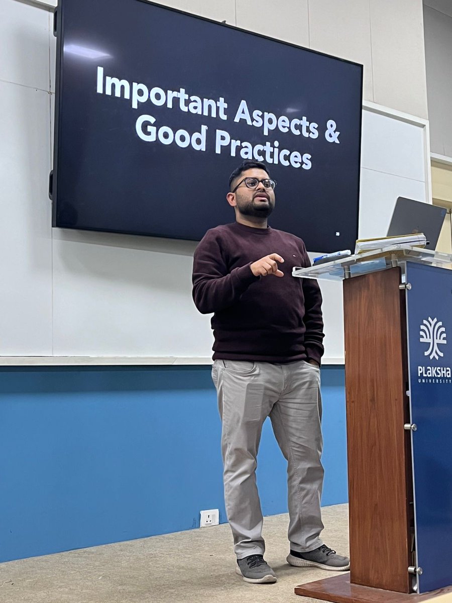 Gave a primer on good web development practices to students at <a href="/PlakshaUniv/">Plaksha University</a> who are building web applications using AI. Thanks, <a href="/anupamsobti/">Anupam Sobti</a>, for the wonderful experience!