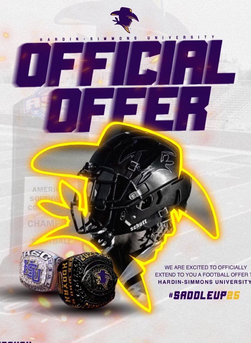 Jaime Gray (@cheeeto_7) on Twitter photo After a great conversation with
<a href="/CoachCraigNeece/">Craig Neece</a>, I am blessed to receive an Official Offer from Hardin-Simmons University! <a href="/HSUCowboys/">Hardin-Simmons Cowboy Football</a> #saddleup25 #AGTG
<a href="/WFordFBallRec/">Recruit Weatherford Football</a> <a href="/rickweaver/">rickweaver</a>
<a href="/PrepRedzoneTX/">Prep Redzone Texas</a> After a great conversation with
<a href="/CoachCraigNeece/">Craig Neece</a>, I am blessed to receive an Official Offer from Hardin-Simmons University! <a href="/HSUCowboys/">Hardin-Simmons Cowboy Football</a> #saddleup25 #AGTG
<a href="/WFordFBallRec/">Recruit Weatherford Football</a> <a href="/rickweaver/">rickweaver</a>
<a href="/PrepRedzoneTX/">Prep Redzone Texas</a>