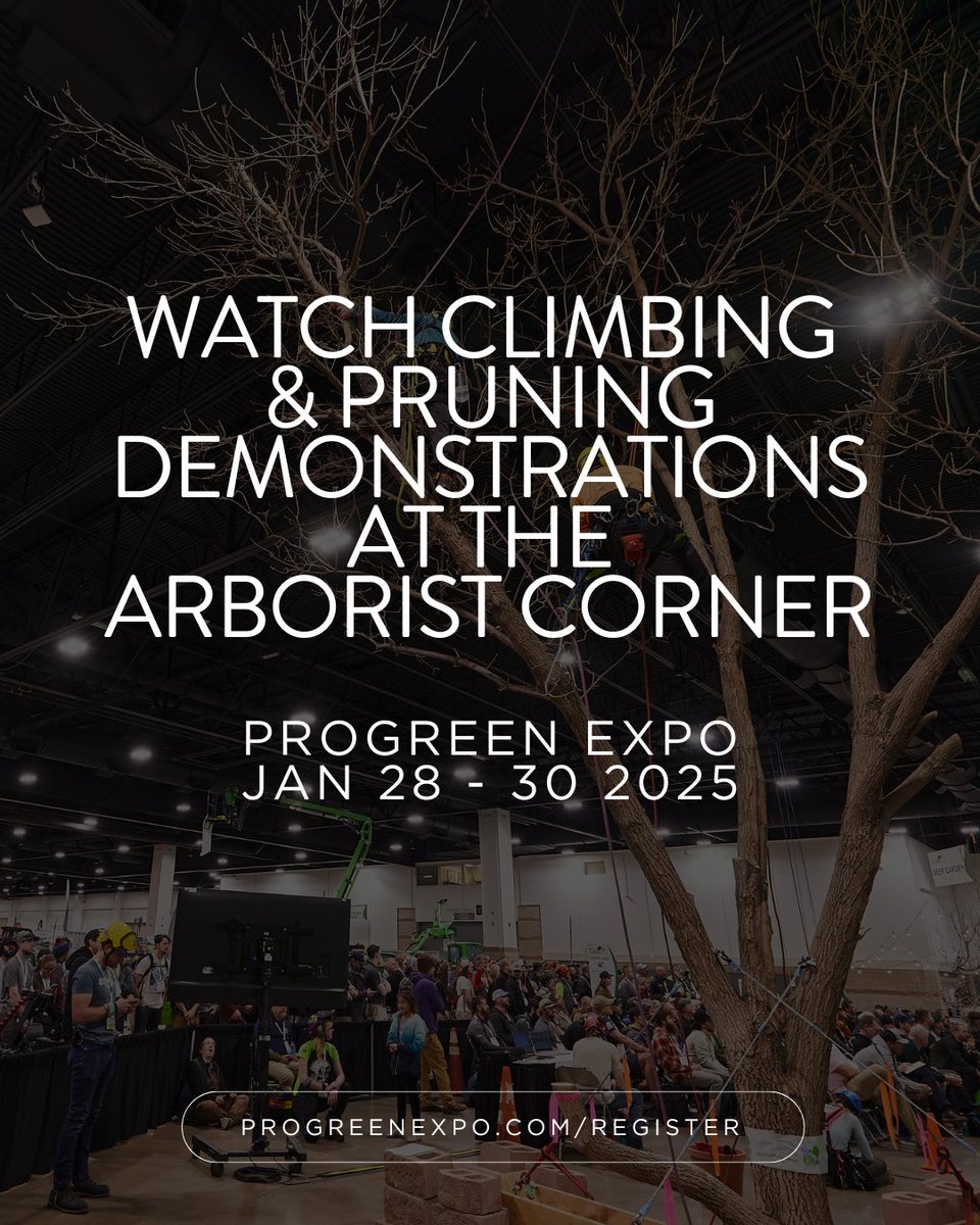 progreenexpo's tweet photo. Watch climbing &amp; pruning demonstrations right on the show floor. Participate in arborist education talks with certified experts and earn ISA CEU credits.
https://t.co/c9wYaWj8qM

Arborist Corner Sponsored by Pikes Peak Forestry &amp; Construction

#progreenexpo2025 #greenindustrypros https://t.co/eTyJz9EEUa