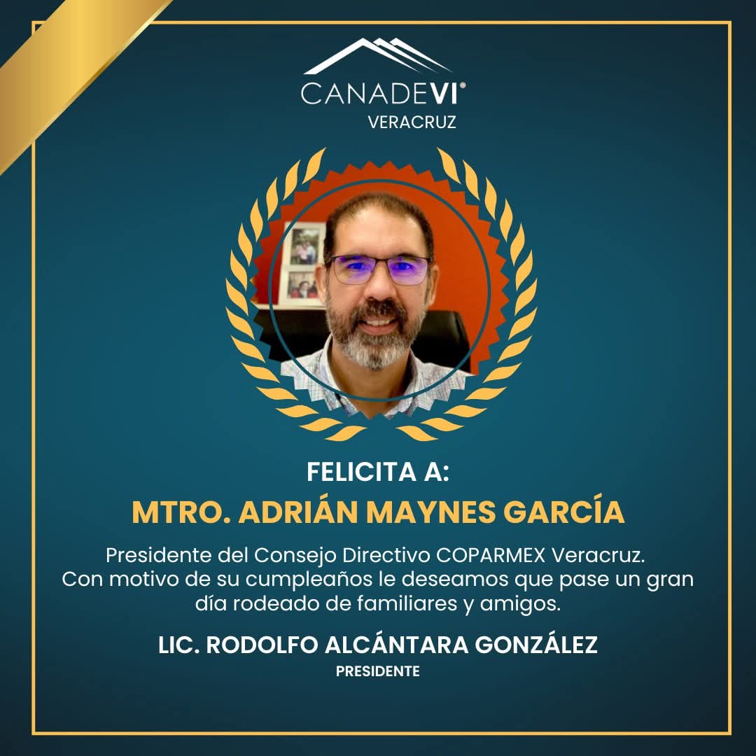 CanadeviVer's tweet photo. Felicitaciones al Mtro. Adrián Maynes García @MYNS_MX Presidente  de Coparmex Veracruz, por estar festejando su cumpleaños.
Lic. Rodolfo Alcantara 
#CANADEVI #veracruzpuerto #Coparmexveracruz
 #Presidente https://t.co/QnkMNcPPfF