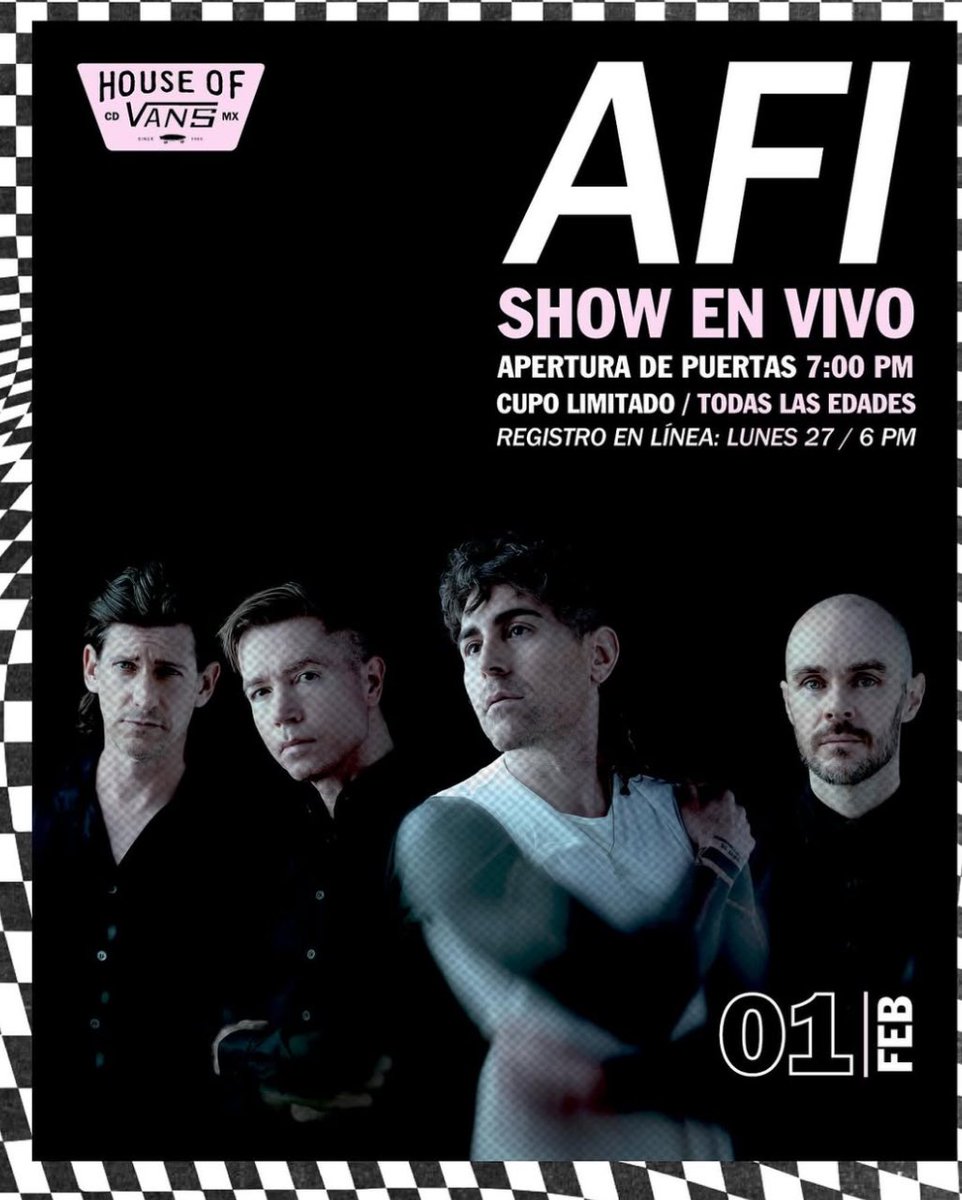 indierocks's tweet photo. ¡AFI tendrá un show gratuito en House Of Vans! 🏁🔥 https://t.co/8rChZ21aXF https://t.co/ivKFLKa9hh