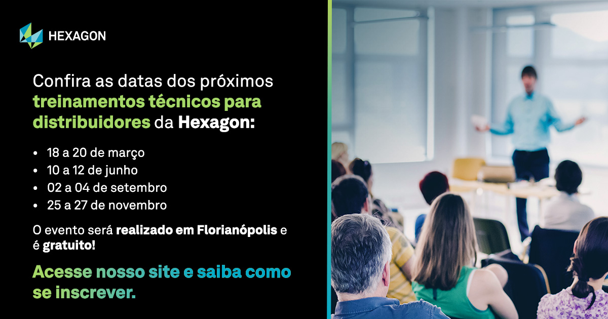 A Hexagon vai preparar você para prestar a melhor assistência ao seu cliente. Participe dos treinamentos técnicos de agricultura de precisão com o nosso time. Confira as datas dos próximos eventos e saiba como participar gratuitamente através do site hxgn.biz/3ym1kXK.