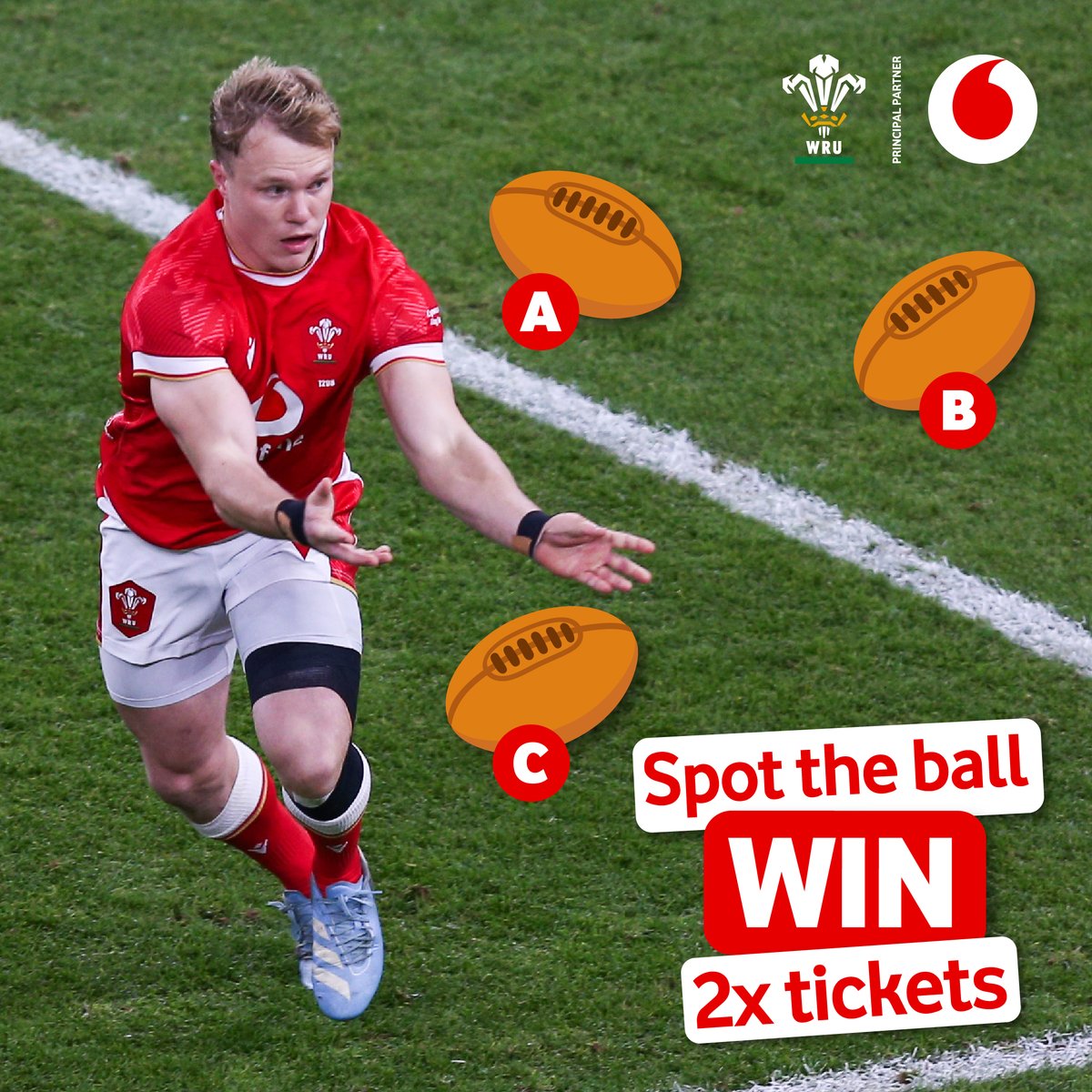 Who wants to #WIN tickets to The Guinness Men’s Six Nations 🙋
 
Just like this post, follow <a href="/VodafoneUK/">Vodafone UK</a> and tell us, is the missing ball A,B or C for the chance to bag two tickets to a Wales home game 🏆
 
#TheNationsNetwork
 
Ts&amp;Cs 👇

vodafone.uk/WRU6NationsComp