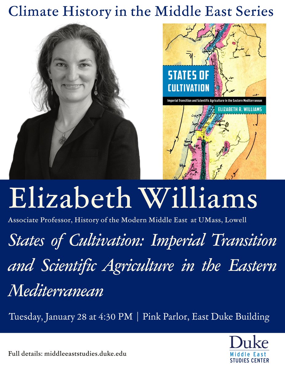 Elizabeth Williams will be giving a book talk tomorrow, Tuesday, Jan. 28th at Duke in the Pink Parlor on East Campus. We hope you can join us!