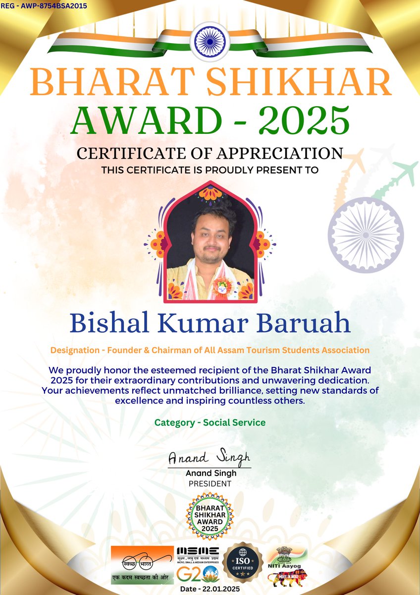 BishalKumarBar2's tweet photo. Bharat Shikha Award honouring me https://t.co/L5TNJnnbYl