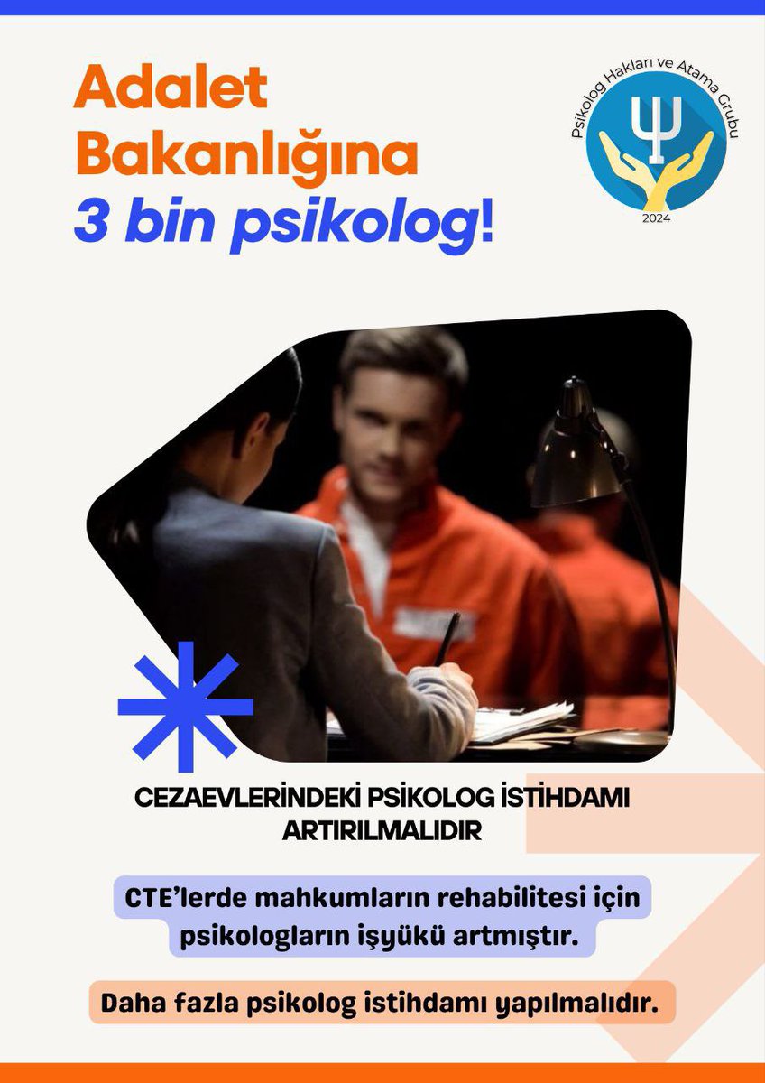 TugceYenigun's tweet photo. Psikologların ceza infaz kurumlarında ve adliyelerde daha fazla istihdam edilmesi cezaevlerinde başarılı rehabilitasyon oranlarını artıracaktır. 
@yilmaztunc 
#YargıReformundaPsikolog https://t.co/tyPWeJwJv9
