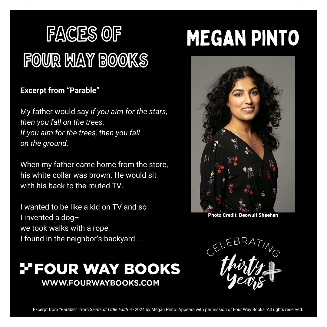 Four Way Books (@fourwaybooks) on Twitter photo Our Faces of Four Way Books series continues with all-star poet <a href="/megg_bean/">Megan Pinto πππ</a>! Our Faces of Four Way Books series continues with all-star poet <a href="/megg_bean/">Megan Pinto πππ</a>!