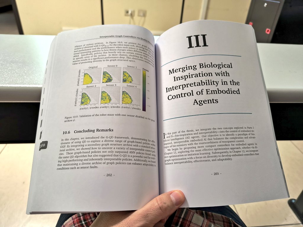 I'm extremely proud of today's achievement of <a href="/GNadizar/">Giorgia Nadizar</a>, who very successfully defended her #PhD thesis titled "Towards Bio-Inspired Interpretable Embodied #ArtificialIntelligence". Now she's a Dr., with honors!