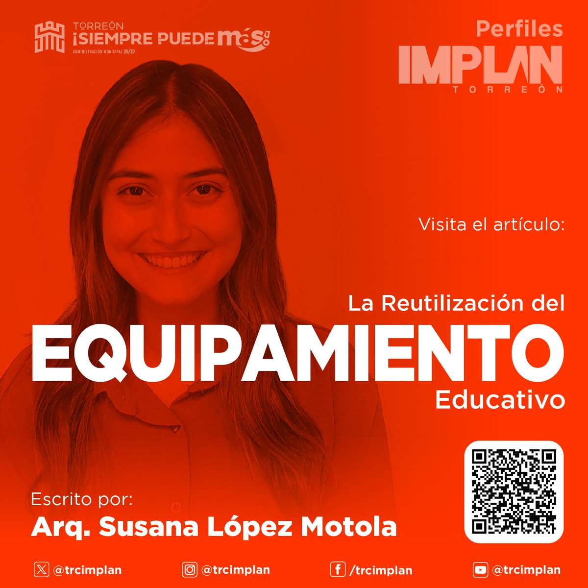 trcimplan's tweet photo. ✍️ #ArtículoDeLaSemana        
🔗 https://t.co/W7wyMG9W25
🔸 Tema: "La Reutilización del Equipamiento Educativo"        
🔸 Escrito por: Susana López Motola
.              
#TorreónSiemprePuedeMás👊🏻 #IMPLANTorreón https://t.co/W7UtaJ4Grh