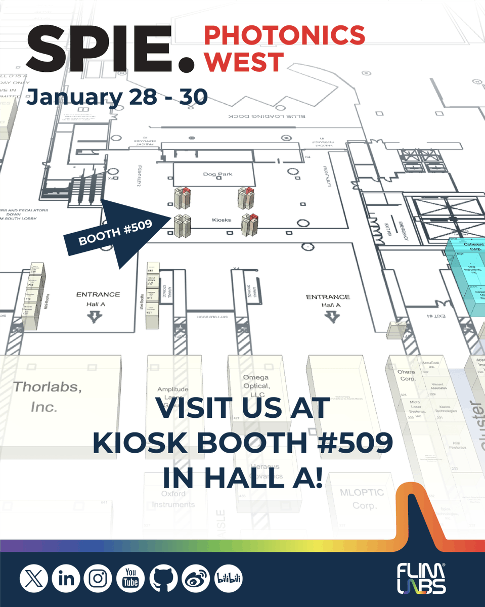 FlimLabs's tweet photo. 🚀 It’s Time! Come visit us at kiosk booth #509 in Hall A at #SPIE @PhotonicsWest! We’re excited to explore how our #fluorescencelifetime analysis solutions can fit your #research or #industrial needs. Looking forward to connecting and discussing how to support your projects! https://t.co/8BsLf8AA3Q