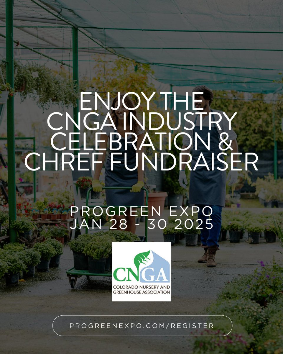 Sip on drinks, enjoy hors d’oeuvres and connect with fellow CNGA members as we honor the incredible achievements of this year's award winners and scholarship recipients.

Wed, Jan 29, 4:30pm - 7:00pm

progreenexpo.com/About/Special-…

Sponsored by Colorado Nursery &amp; Greenhouse Association
