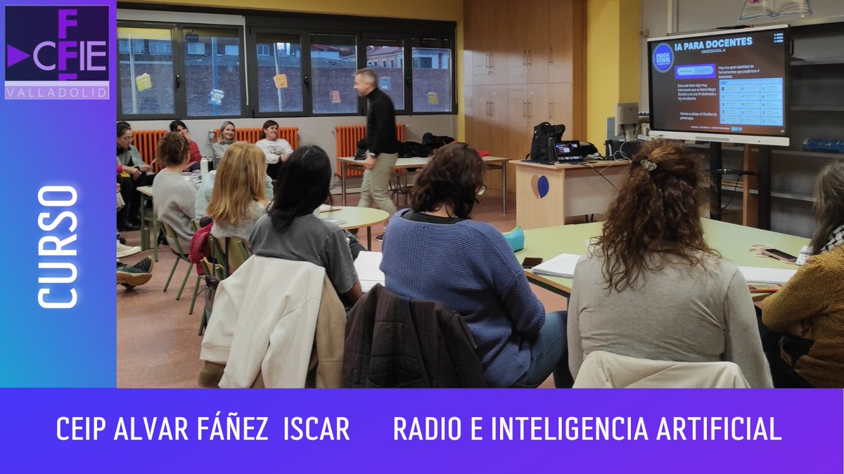 🏫✨ ¡Atención! En el <a href="/AlvarCeip/">CEIP Álvar Fáñez</a> estamos celebrando un curso increíble de #InteligenciaArtificial y #Radio con el ponente <a href="/frannoci/">Francisco Noci</a>. 🎙️💡 Los profesores aprovechan esta oportunidad de aprender y crecer juntos. 🚀 #EducaciónInnovadora <a href="/cfievalladolid/">CFIE VALLADOLID</a>
<a href="/educacyl/">Educación JCyL</a>