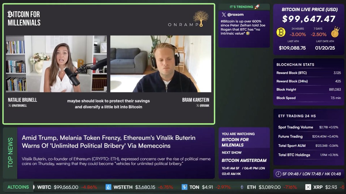 👀 @RoxomTV is launching a brand new 24/7 global Bitcoin and Crypto News  station. Currently showing my episode with @natbrunell on  https://t.co/qkiZeLndLo! ⚡️