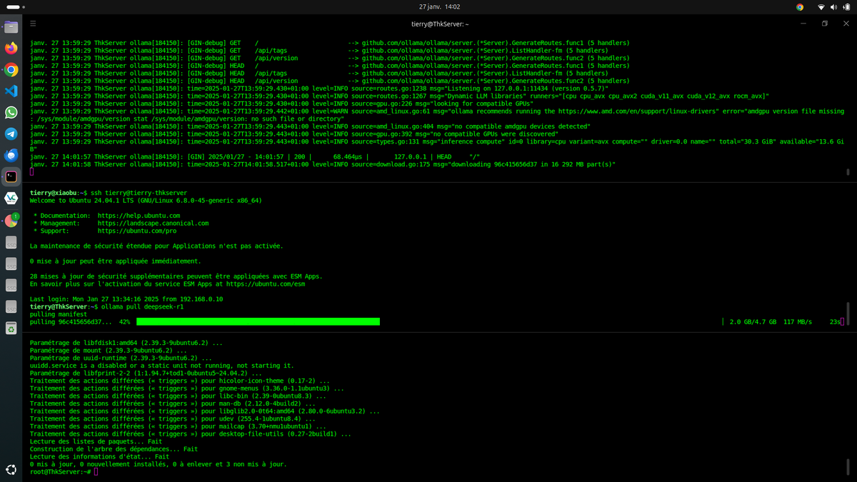 I just installed DeepSeek-R1 on my server at home and I find that it works pretty well! I also installed other models like llama3 and mistral, in order to test them locally.

Open WebUI on Github : github.com/open-webui/ope…

#DeepSeek #LLMs