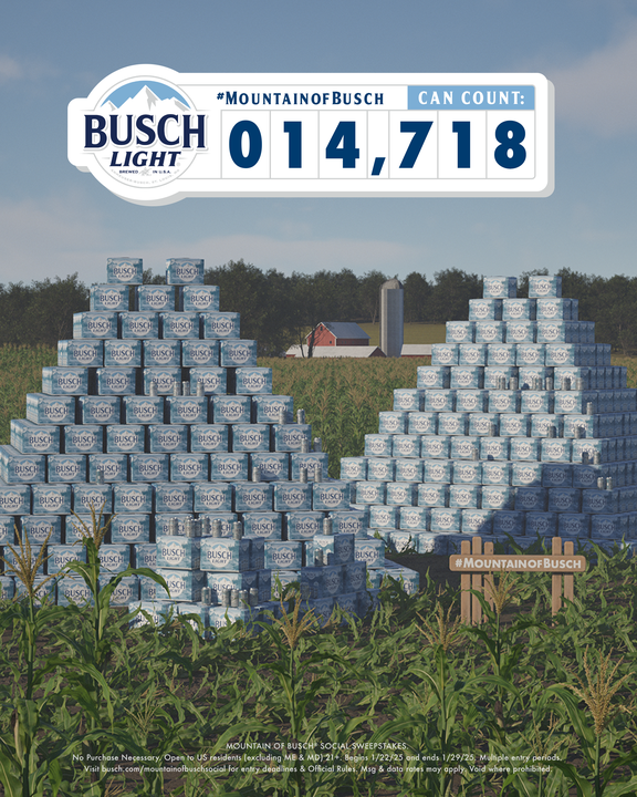 BuschBeer's tweet photo. A mountain of Busch Light in a cornfield? You're speaking our language.​

We're giving you another chance to win! Reply NOW with #MountainofBusch #Sweepstakes for the chance to win the $250 daily prize or a chance to win the $3K grand prize!! https://t.co/1w6FAMadhb