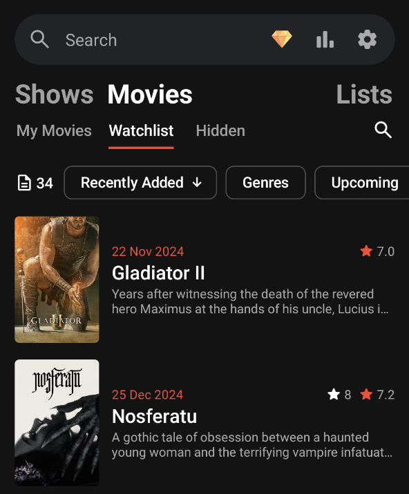 Another small yet requested helpful detail will be making its way into the app.

Watchlist and Hidden collection lists will soon display items counter 🔢