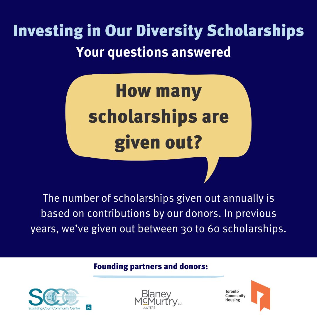 Toronto Community Housing (@tohousing) on Twitter photo Applications are open for 2025 Investing in Our Diversity Scholarships! 
Some of you have been asking questions about the application process so we’ll share answers to a few frequently asked questions here. 
Apply today at bit.ly/3SFsGPh. Applications are open for 2025 Investing in Our Diversity Scholarships! 
Some of you have been asking questions about the application process so we’ll share answers to a few frequently asked questions here. 
Apply today at bit.ly/3SFsGPh.