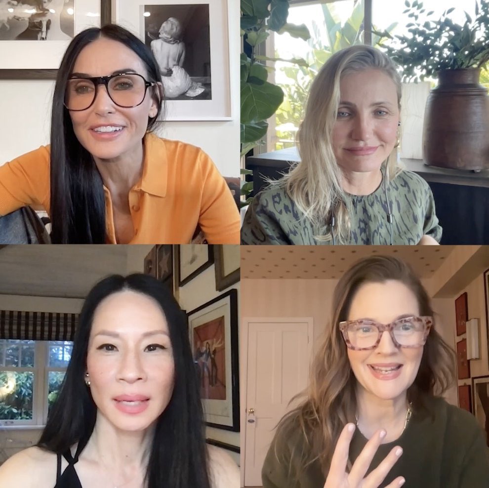 FilmUpdates's tweet image. Demi Moore, Lucy Liu, Cameron Diaz and Drew Barrymore reunite over Zoom