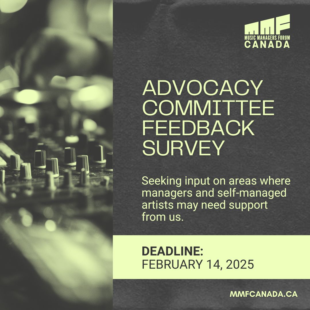 The MMF Canada Advocacy Committee is seeking input on areas where managers and self-managed artists may need support from us. This anonymous survey takes approximately 5–15 minutes to complete. ⁠Access the survey here: docs.google.com/forms/d/e/1FAI…