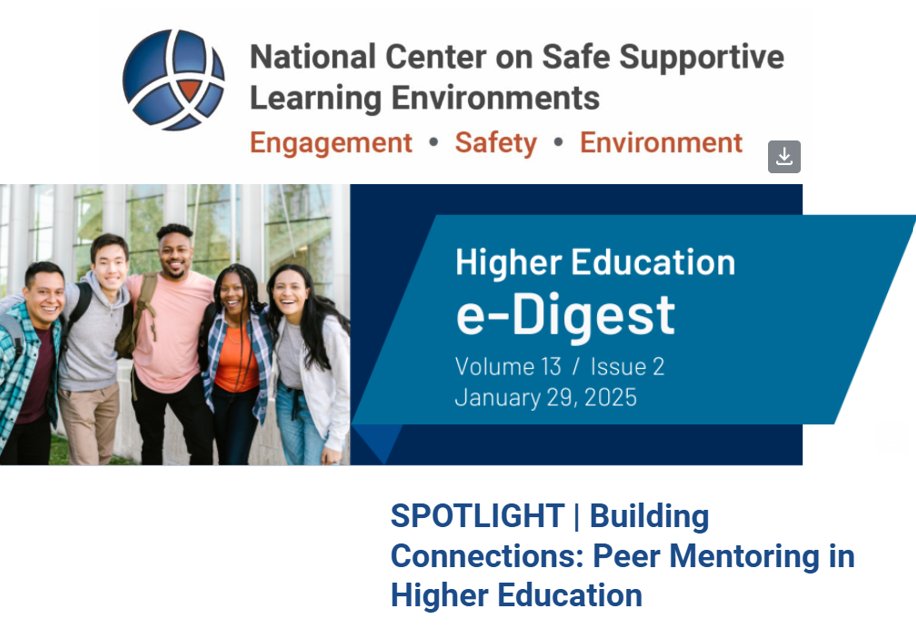 NCSSLE (@sslearn) on Twitter photo Did you know peer mentorship boosts belonging and graduation rates? At <a href="/csuf/">Cal State Fullerton</a>, mentored students saw a 47% 4-year graduation rate vs. 23% without.
This #NationalMentoringMonth, explore resources in our #HigherEd e-Digest to expand mentorship opportunities: ow.ly/j9HB50ULIw8 Did you know peer mentorship boosts belonging and graduation rates? At <a href="/csuf/">Cal State Fullerton</a>, mentored students saw a 47% 4-year graduation rate vs. 23% without.
This #NationalMentoringMonth, explore resources in our #HigherEd e-Digest to expand mentorship opportunities: ow.ly/j9HB50ULIw8
