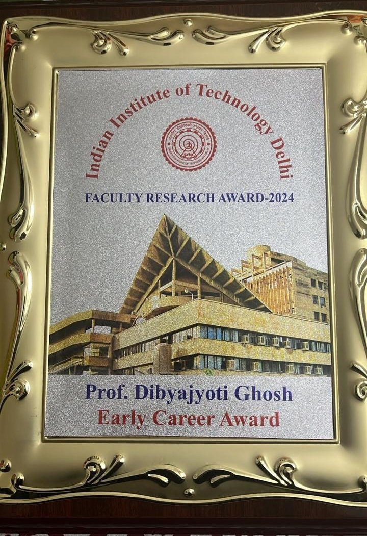 dibyajyoti1988's tweet photo. Honored to have received "Early Career Award 2024" at @iitdelhi. This achievement is a reflection of the unwavering support from my past and present students in @CDFM_IITD, colleagues, family and friends. @Chemistry_iitd #DMSE https://t.co/i0v76XDZBX