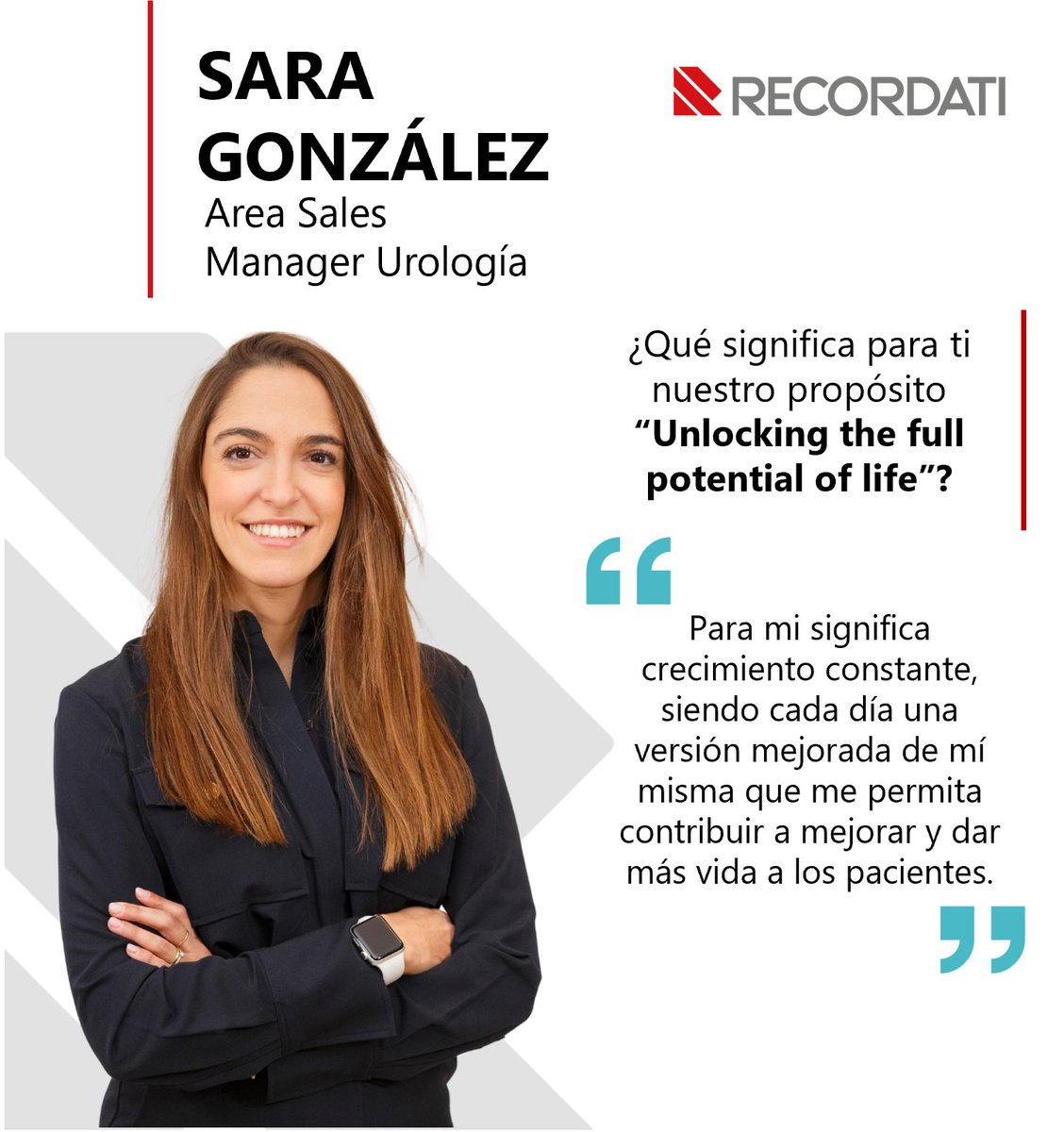 ¡Bienvenida al equipo, Sara! 🌟
Sara González se une a Recordati como Área Sales Manager en Urología, con base en Barcelona. Graduada en Biomedicina, y cuenta con experiencia en investigación y lanzamientos en enfermedades raras y oncología.
#Recordati #SomosRecordati