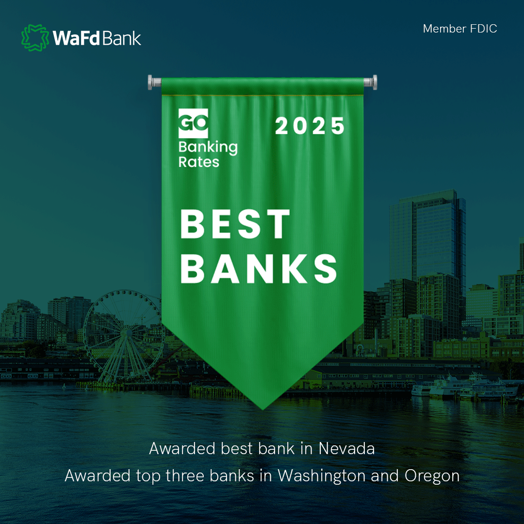 We're honored to be recognized by GoBankingRates as the Best Bank in Nevada and among the top 3 in Washington and Oregon! This award is a testament to the hard work and dedication of our entire team who strive to provide exceptional service to our customers every single day.