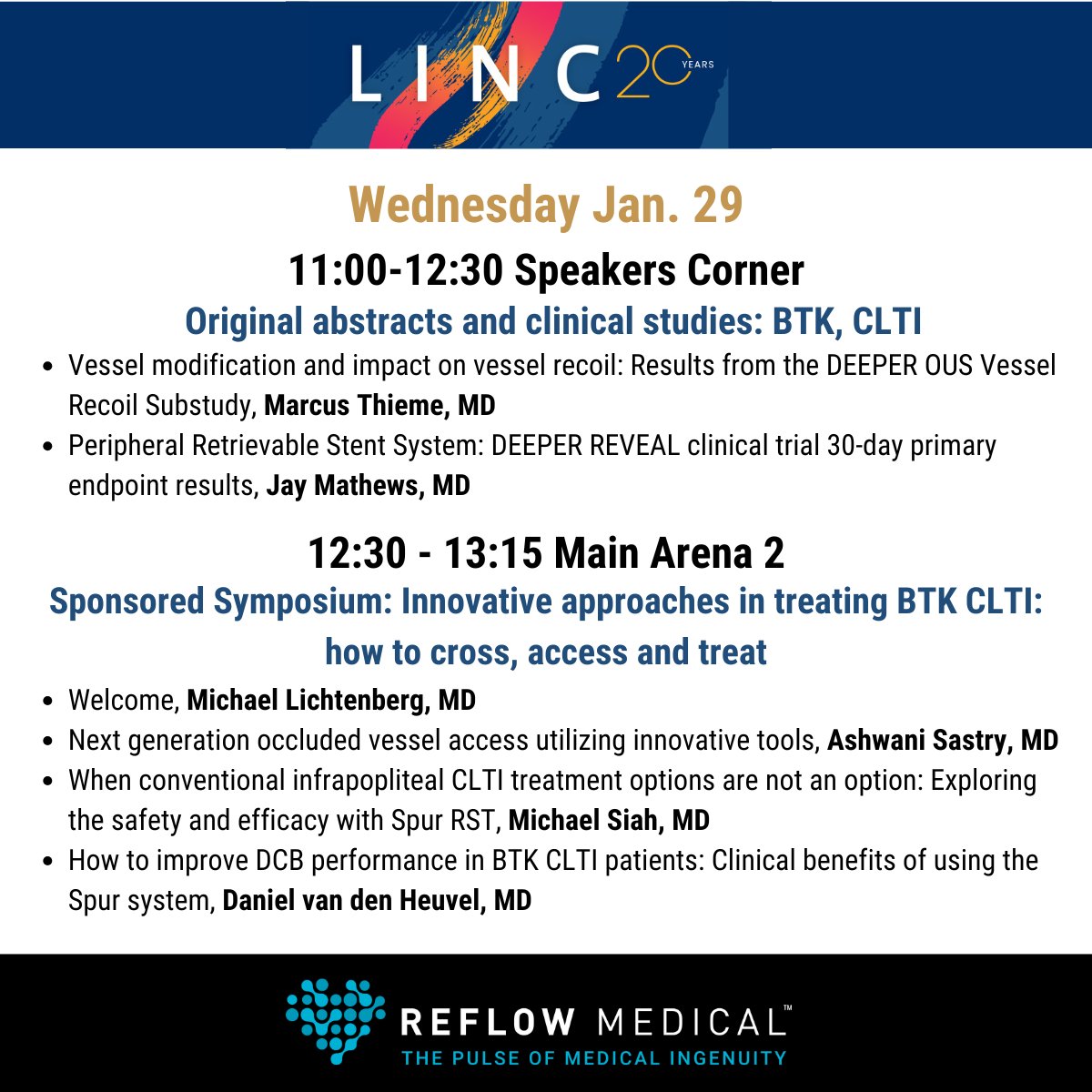 ReflowMedical (@reflowmedical) on Twitter photo On Wednesday, Jan. 29th ๐๏ธ ย donโt miss the first-ever presentation of the DEEPER REVEAL (NCT05358353) primary endpoint results delivered by <a href="/JayMathewsMD/">Jay Mathews MD, MS, FACC, FSCAI</a>. Dr. Marcus Thieme shares compelling data on the impact of Spurยฎย RST on vessel recoil from the DEEPER OUS Vessel Recoil On Wednesday, Jan. 29th ๐๏ธ ย donโt miss the first-ever presentation of the DEEPER REVEAL (NCT05358353) primary endpoint results delivered by <a href="/JayMathewsMD/">Jay Mathews MD, MS, FACC, FSCAI</a>. Dr. Marcus Thieme shares compelling data on the impact of Spurยฎย RST on vessel recoil from the DEEPER OUS Vessel Recoil
