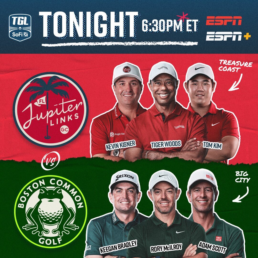 MikeTrout's tweet image. Tune in tonight! Jupiter Links GC vs Boston Common Golf is TGL’s FIRST MATCH ON A MONDAY at 6:30et. Catch me on SportsCenter at 6 ahead of the broadcast @espn
