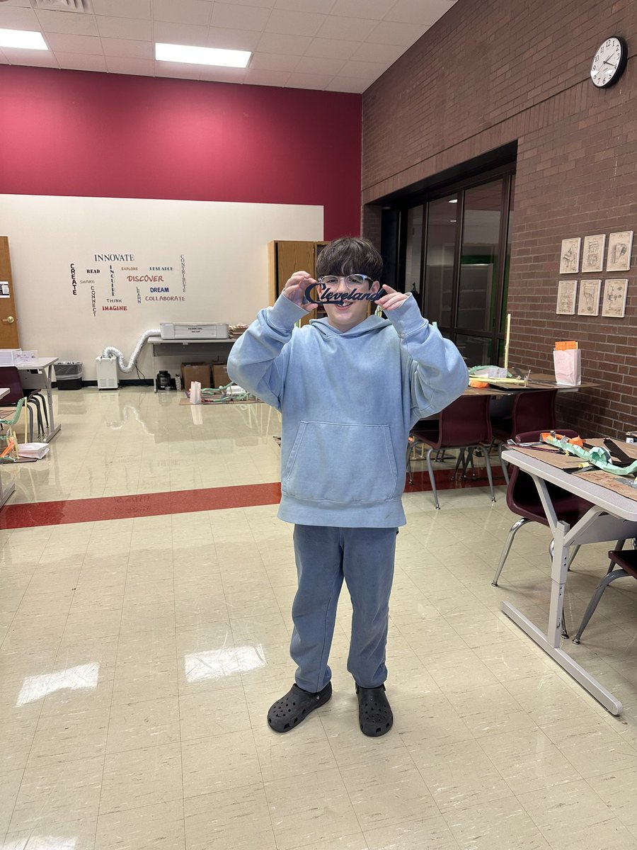 kmelott's tweet photo. So much #fun as we #examined the #challenges while building #rollercoasters, #labeled points w/  #kinetic &amp;  #potential energy &amp; 🎉 ! 👁️ Bryson holding a #Cleveland sign @BambulabGlobal after he guessed the closest ⏰  to print it. @TroyIntAL @TroyIntAvlake @AvonLakeSchools https://t.co/Bk5SzNgpSW