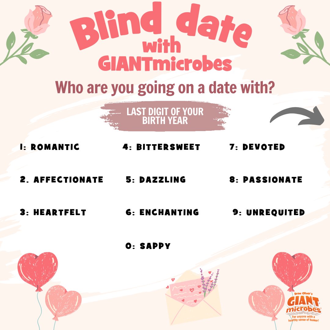GIANTmicrobes's tweet photo. Who is your #GIANTmicrobes #blinddate? 💘🦠 Let us know! 🥰
Will it be a charming bacterium, a mysterious #virus, or maybe a lovable #organ? 💌🫀
#ValentinesDay #ScienceLove #GeekyValentine #LoveIsInTheAir #Science #Valentine #MentalHealth #Brain #Genetics #STEMeducation #Heart https://t.co/HukWjK07V8