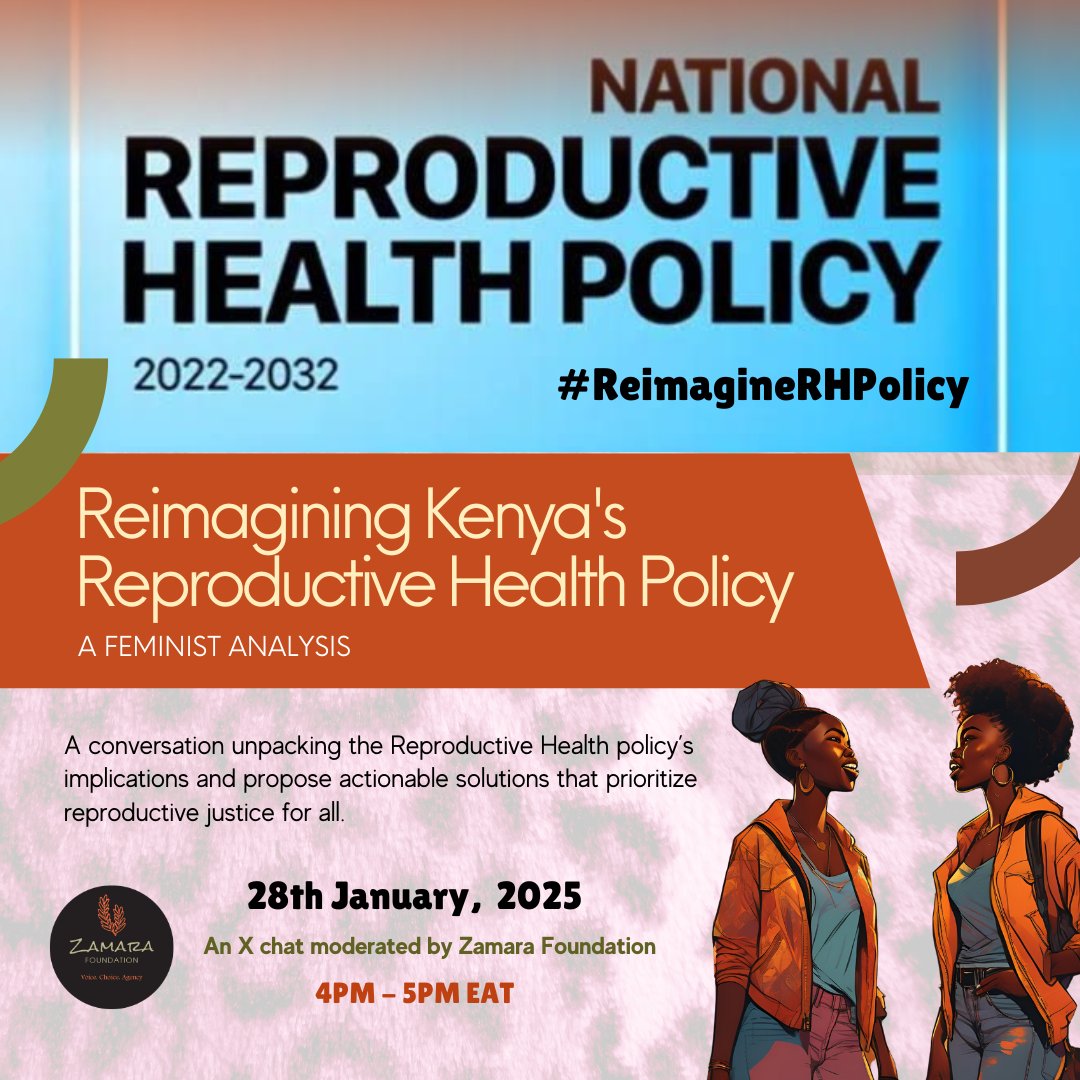 Zamara_fdn's tweet image. When 📅 Tomorrow
Time ⏰ 4 PM - 5 PM EAT

We’re dissecting the Reproductive Health Policy 2022-2032 through a feminist lens:

📌What does it offer?

📌What’s missing?

📌How do we push for reproductive justice that prioritizes our bodies, choices, and futures?

This isn’t your…
